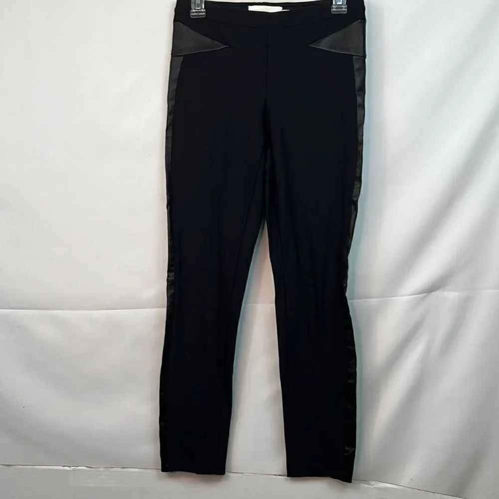 Chaiken Kira Pant in black with faux leather accents sized Small -flaws